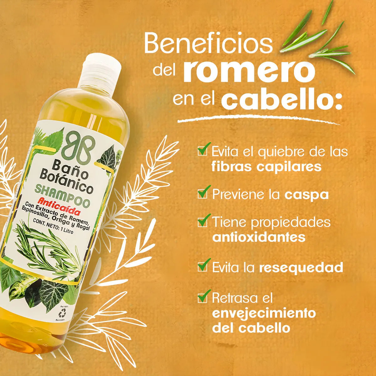 Shampoo de Romero Anti-Caída